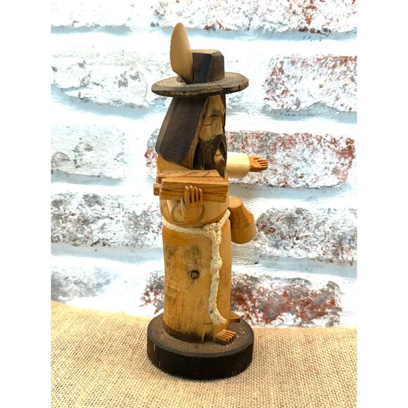 Pete Ortega Signed Wood Sculpture St. Pasquale Make Food Not War - Picture 7 of 12